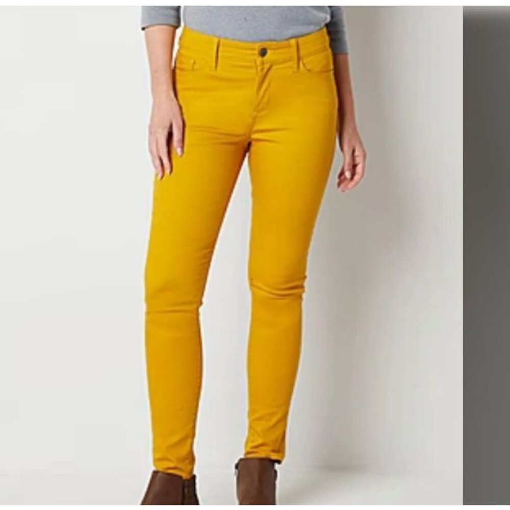 st john's bay women's skinny Jean mid Rise Gold Color